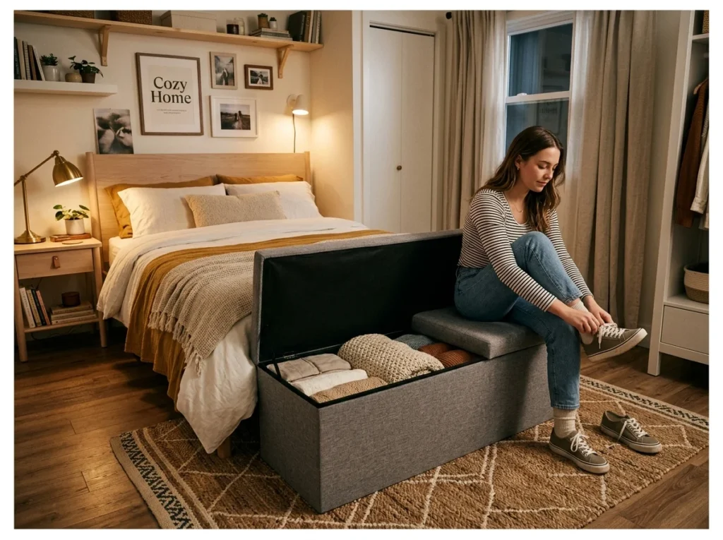 Multi-Use Ottoman at the Foot of the Bed