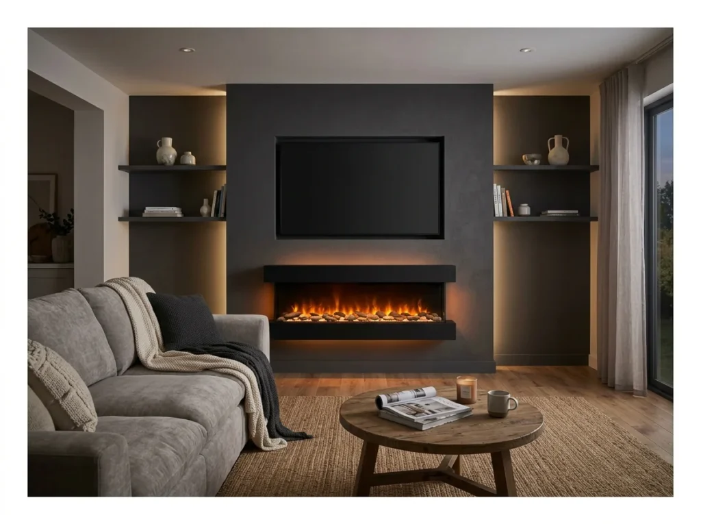 TV Wall with Fluted Panels