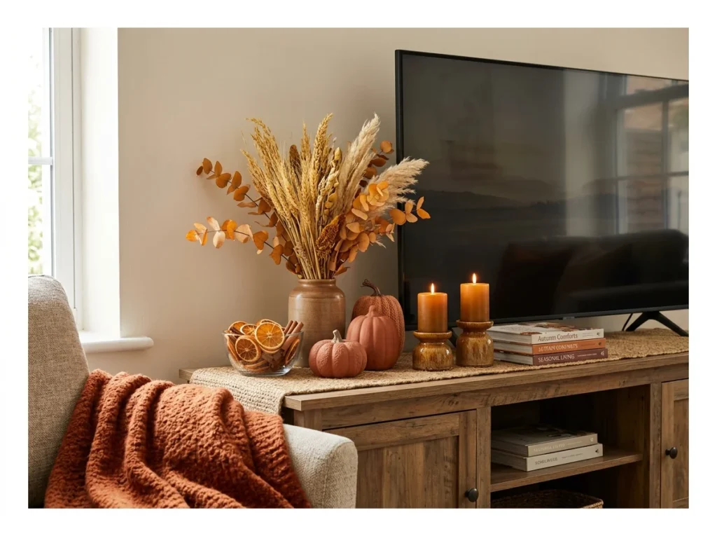 Seasonal Refresh of TV Stand Decor