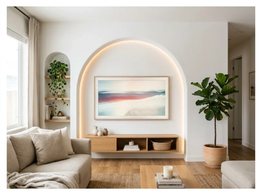 TV Wall with Arch Detail