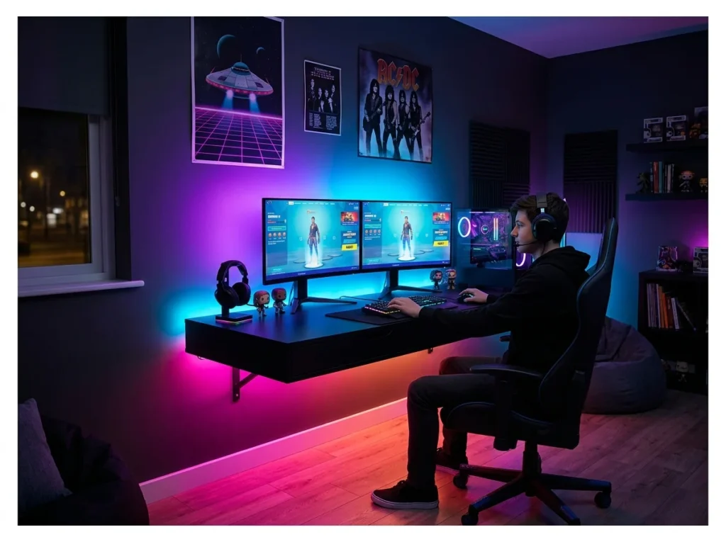 LED Strip Lighting Behind the Desk