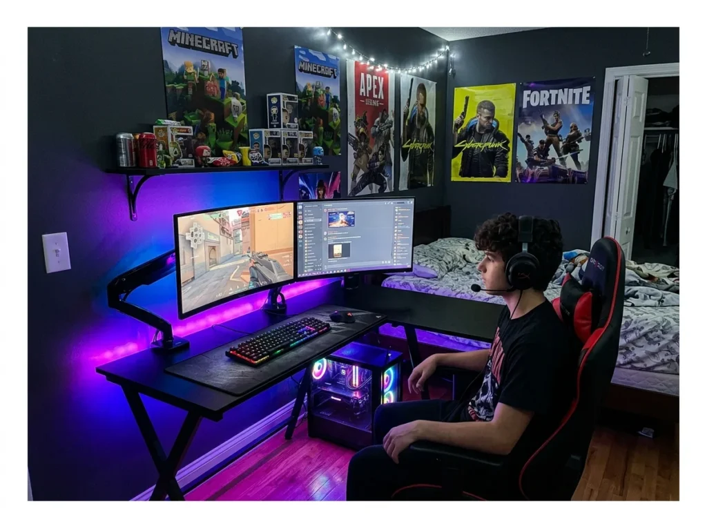 Gaming Setup with Dual Monitors