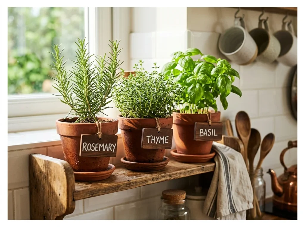 Terracotta Pots with Herbs