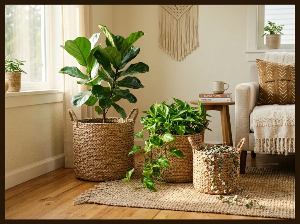 Woven Basket Planter Grouping