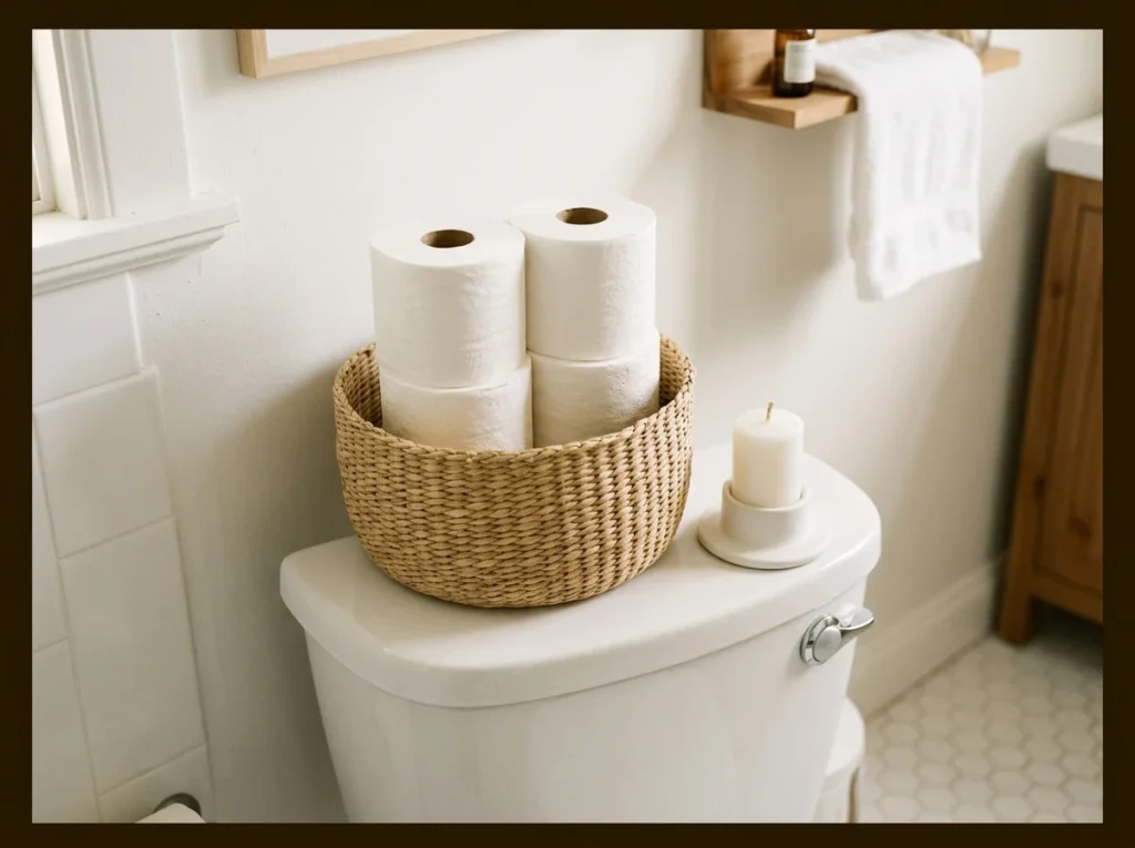 Toilet Paper Roll Basket on the Tank