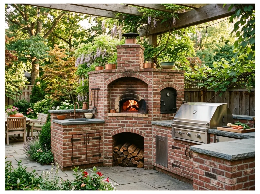 Traditional Brick Outdoor Kitchen
