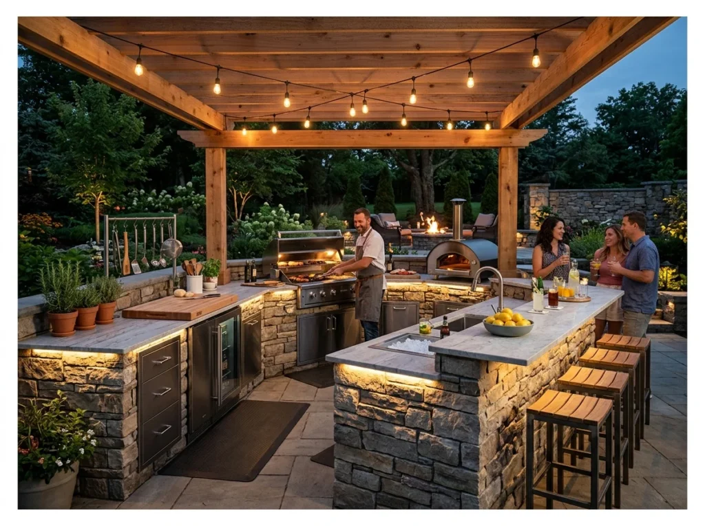 U-Shaped Outdoor Kitchen