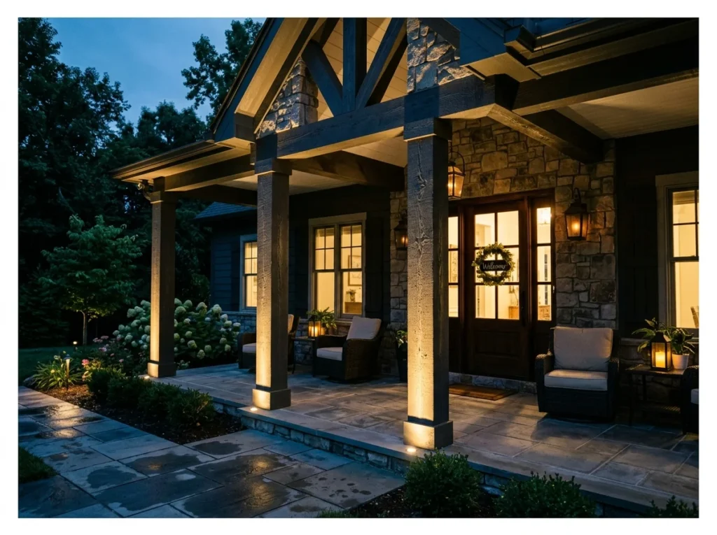 Up-Lighting on Porch Columns