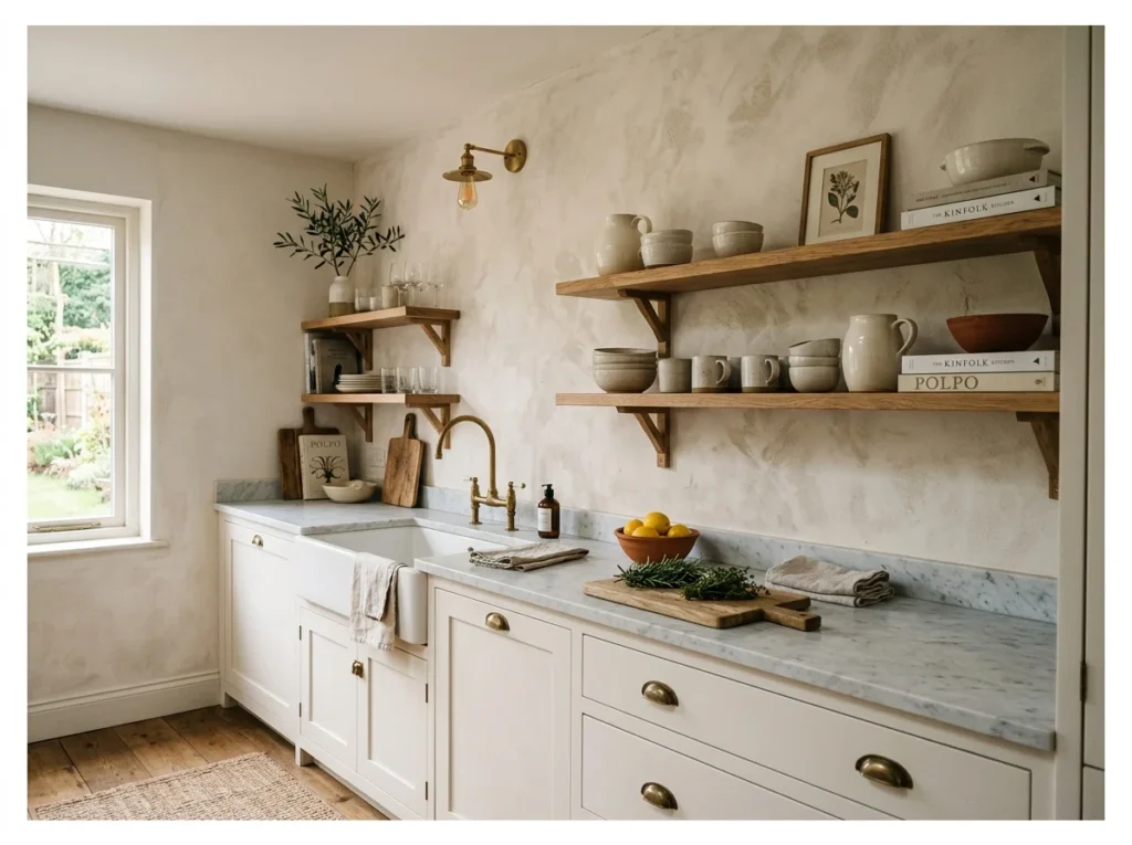 Warm White with Limewash Wall Detail