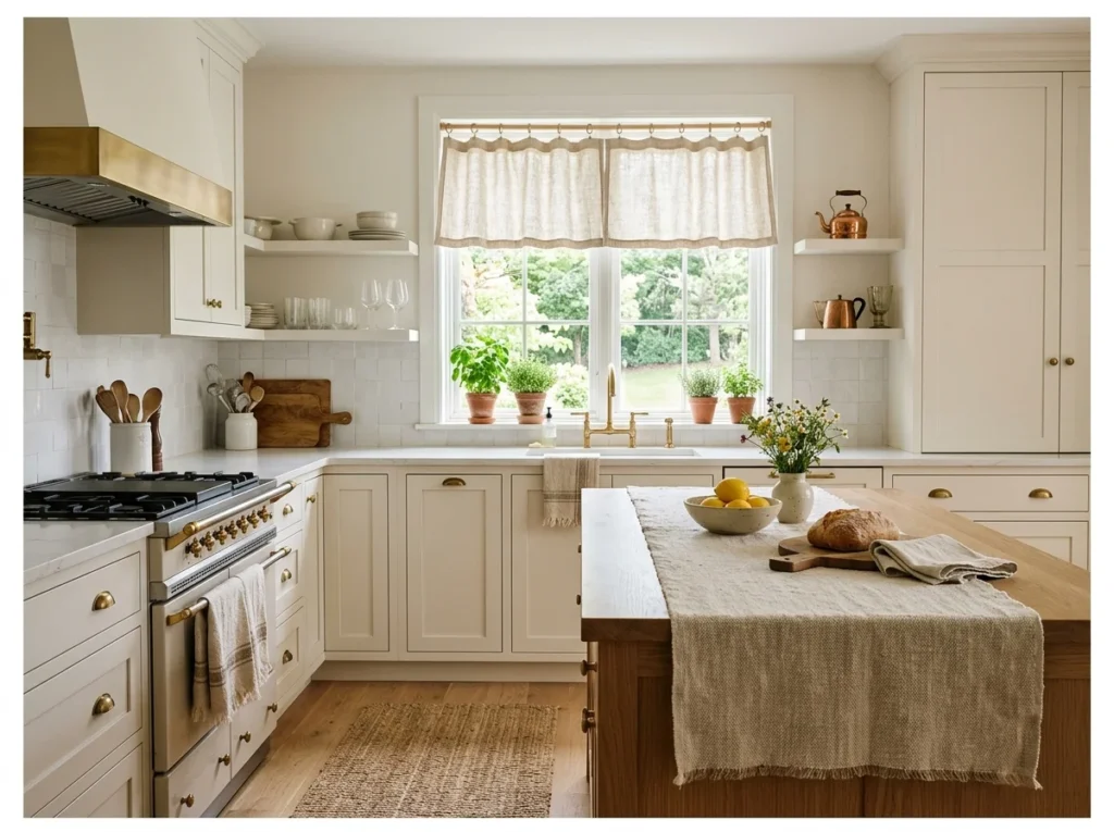 Soft Off-White Kitchen with Linen Textiles