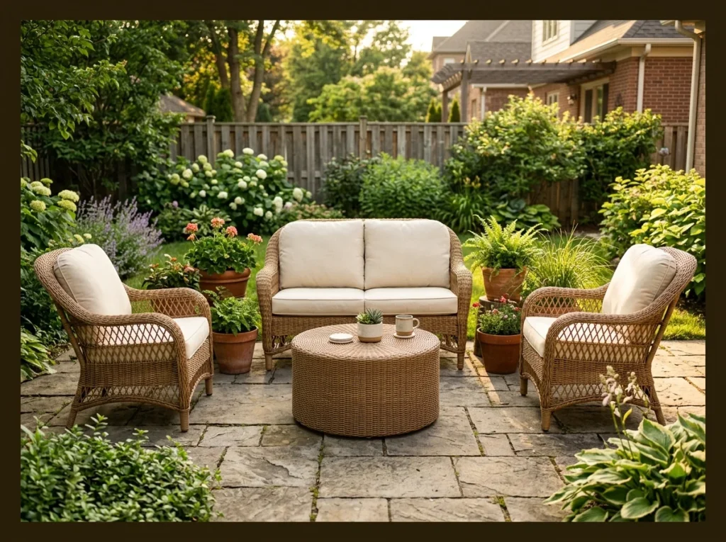 Wicker Conversation Set with Coffee Table