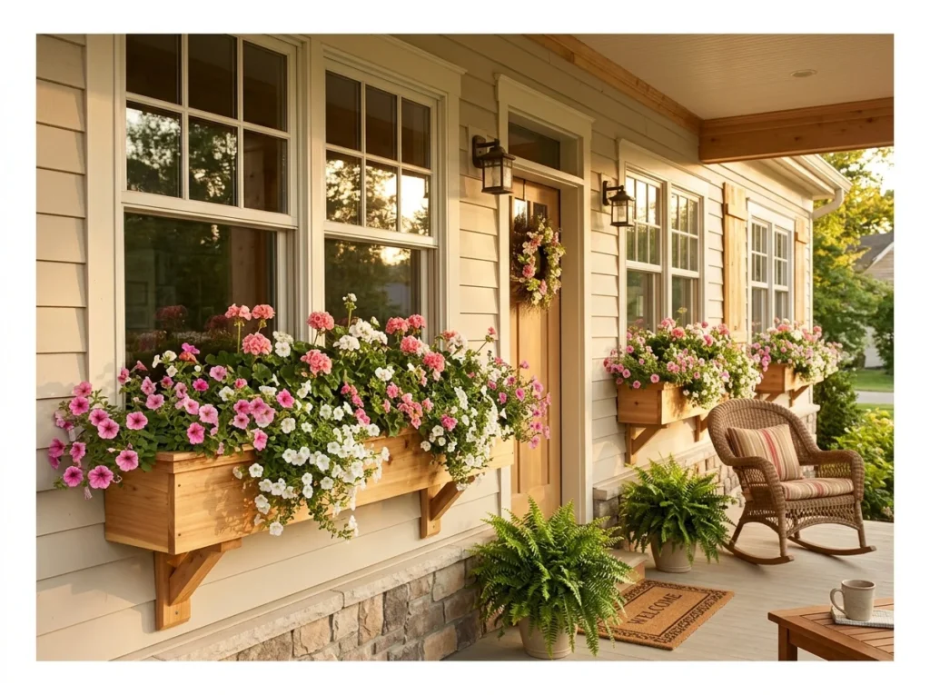 Window Boxes Beneath Porch Windows