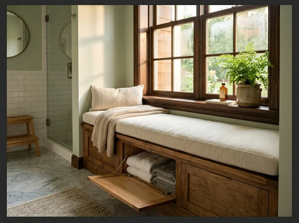 Window Nook with Built-In Storage Bench