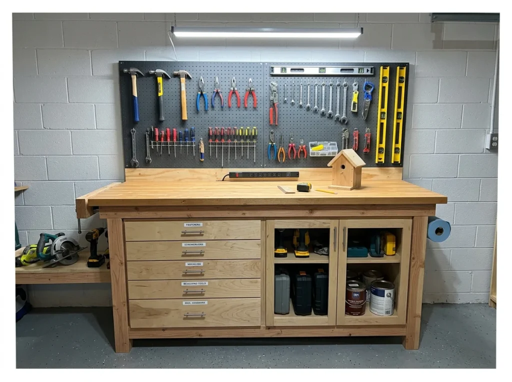 Workbench with Drawer Storage