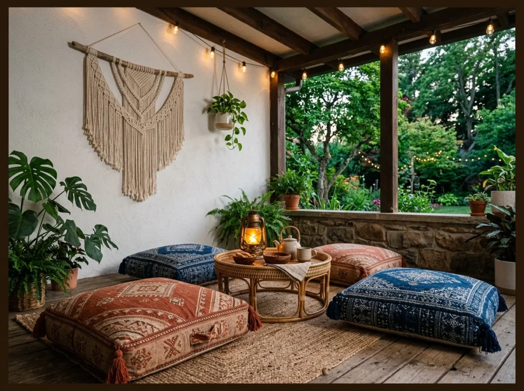 Boho Floor Cushion Lounge Area