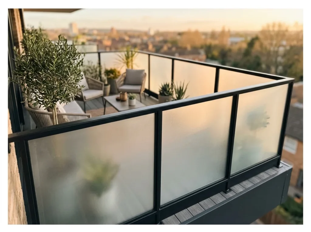 Frosted Glass with Metal Frame