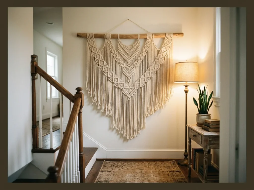 Macrame Wall Hanging at the Top Landing