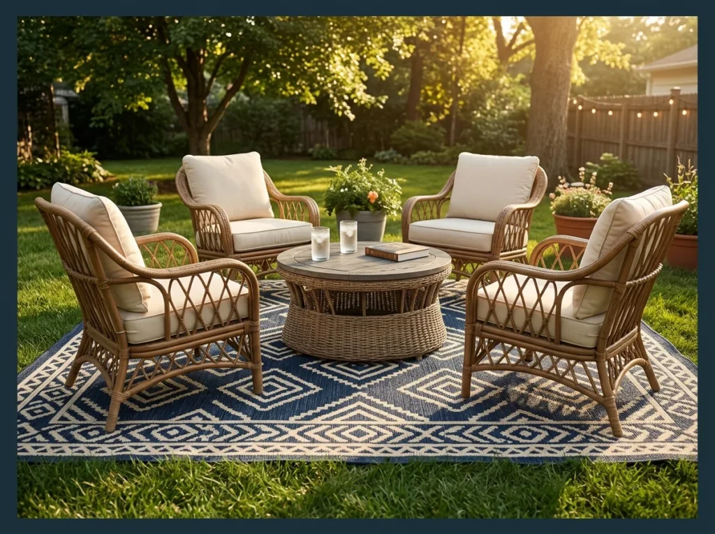 Outdoor Rug to Define a Seating Zone