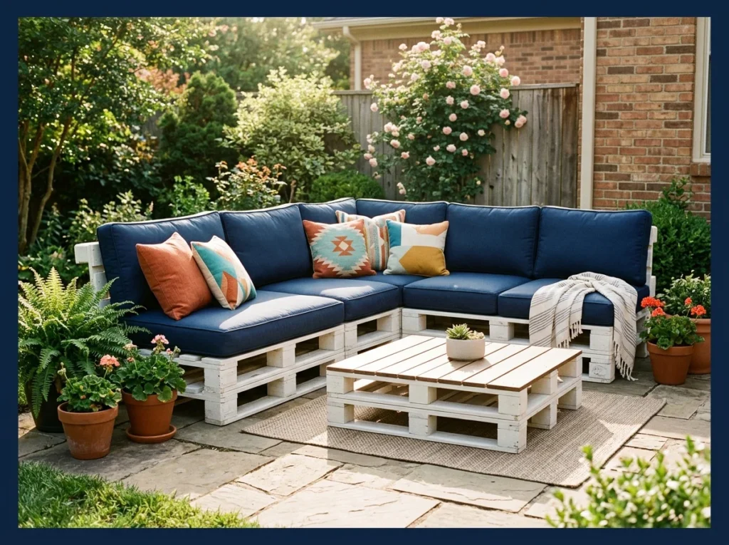 Pallet Sectional with Outdoor Cushions