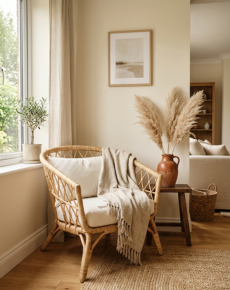Warm styled living room corner