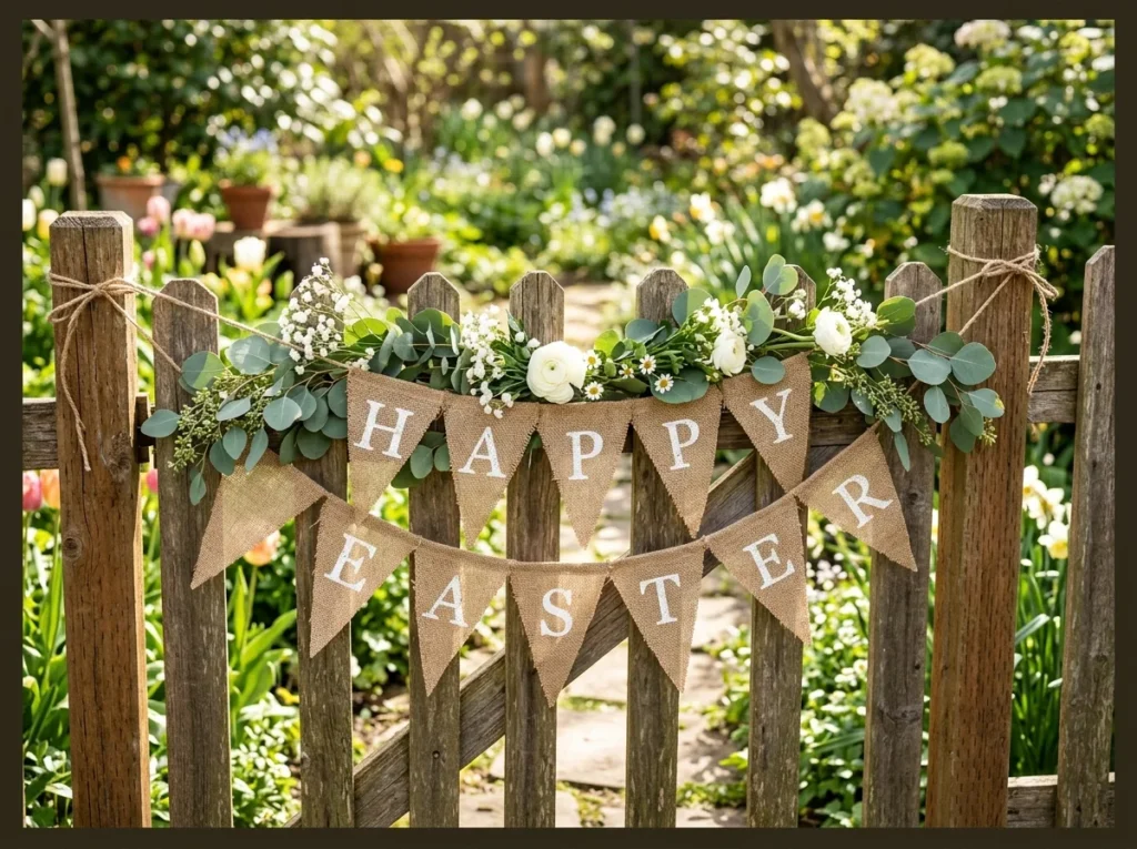 Burlap and Greenery Garden Banner