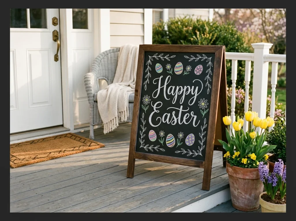 Chalkboard Porch Sign for Easter