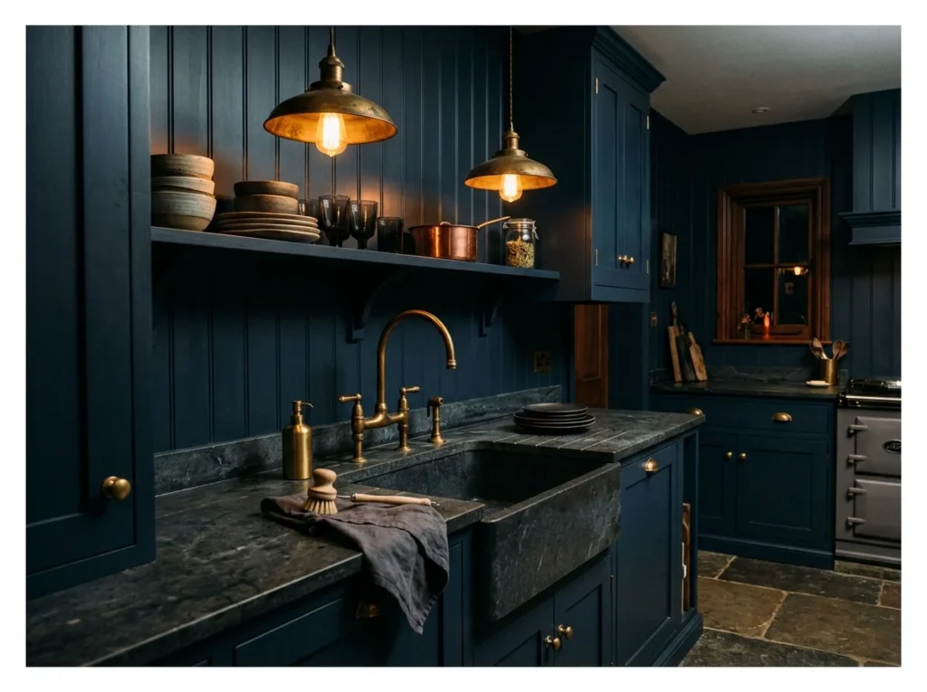 Moody Dark Blue Scullery Kitchen