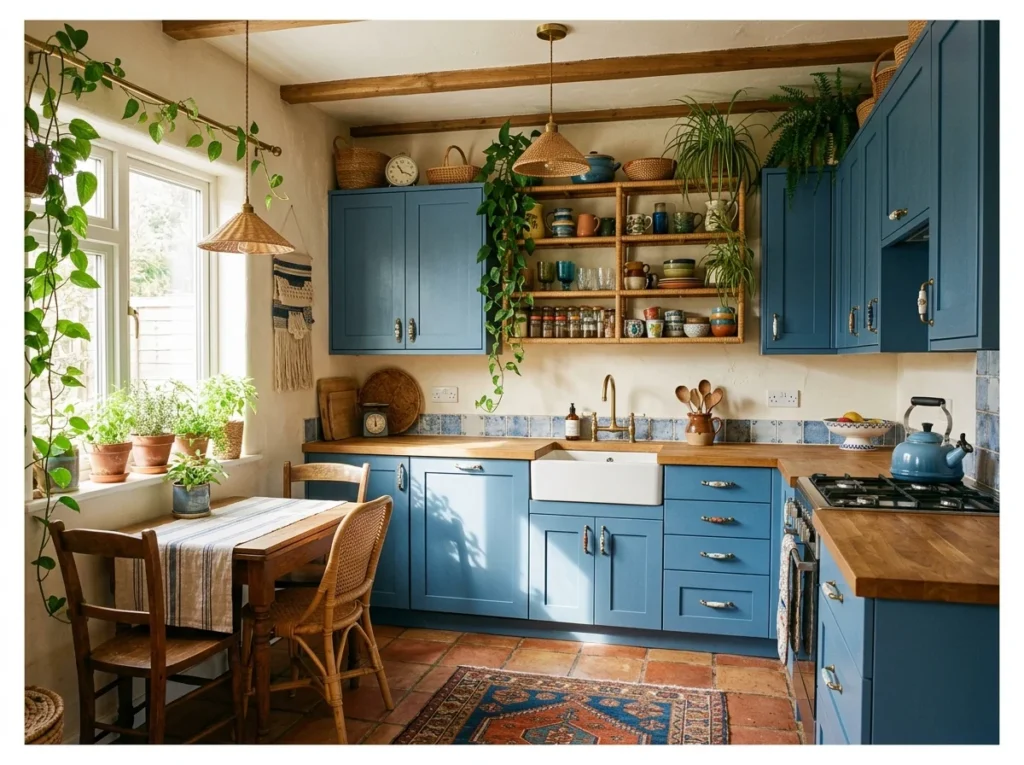 Denim Blue Boho Kitchen