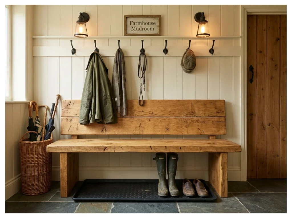 Farmhouse Rustic Timber Bench
