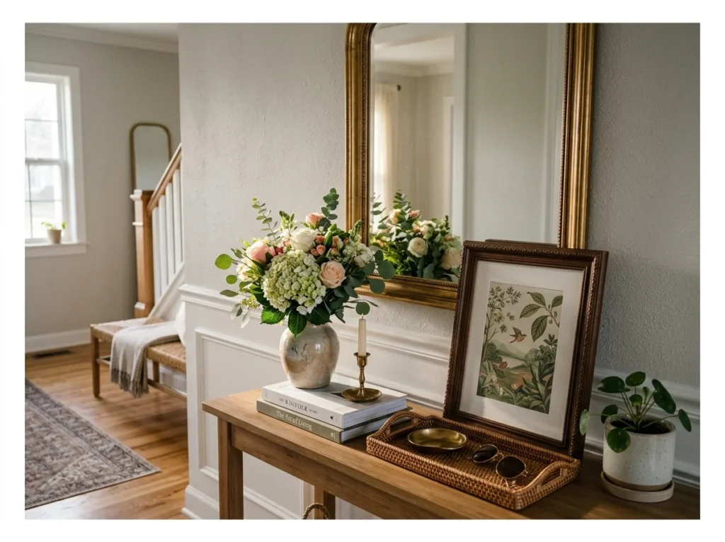 Framed Art Leaning Against the Mirror