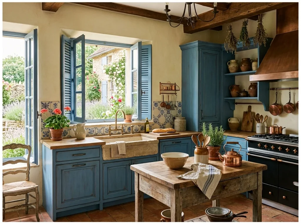 French Blue Country Kitchen