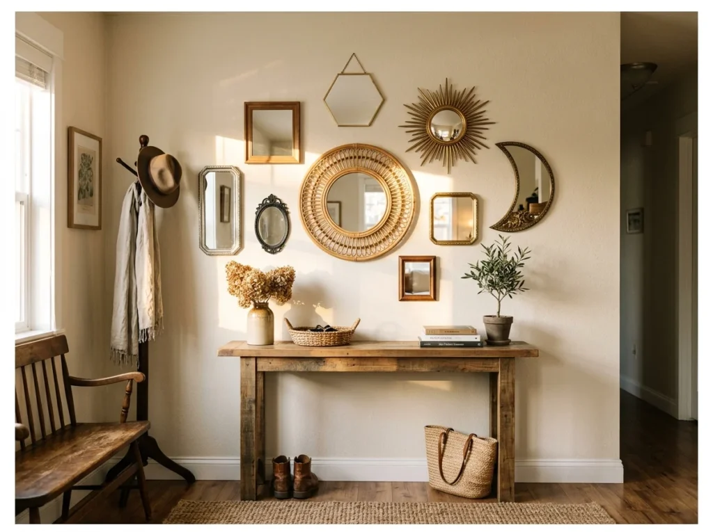 Gallery Wall with Multiple Small Mirrors