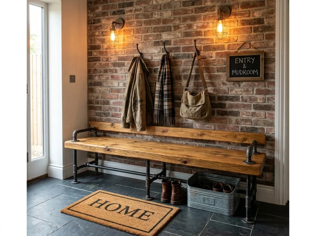 Industrial Pipe and Wood Bench