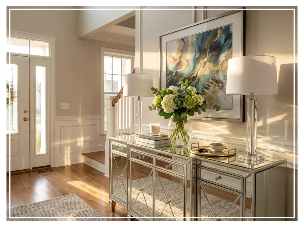 Mirrored Furniture as Entry Accent