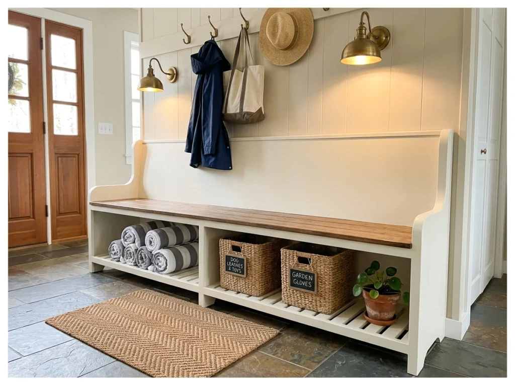 Bench with Open Shelf Below