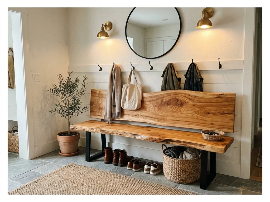 Natural Wood Slab Bench