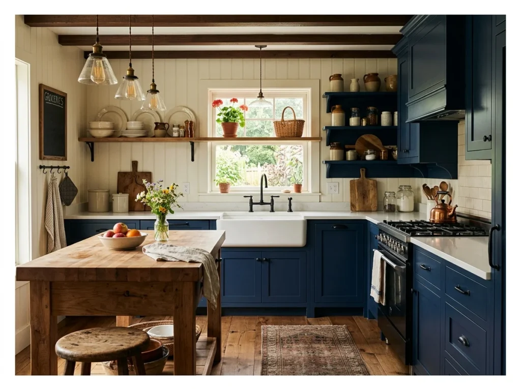 Navy Blue Farmhouse Kitchen
