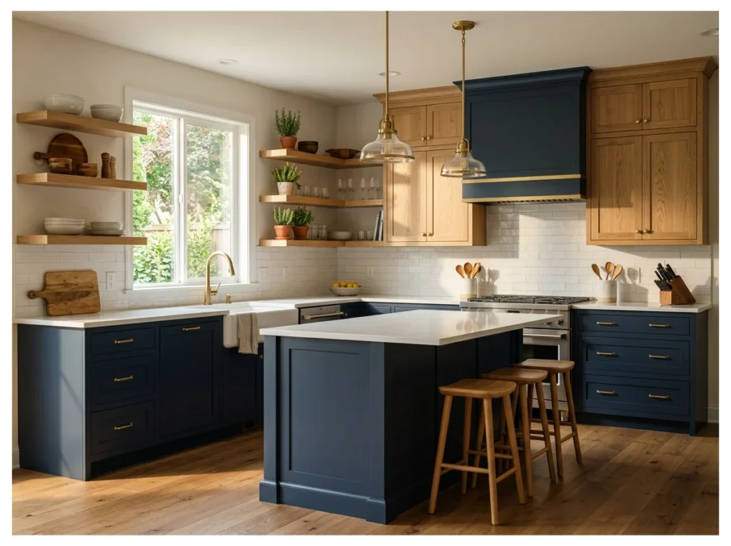 Navy and Natural Oak Combination