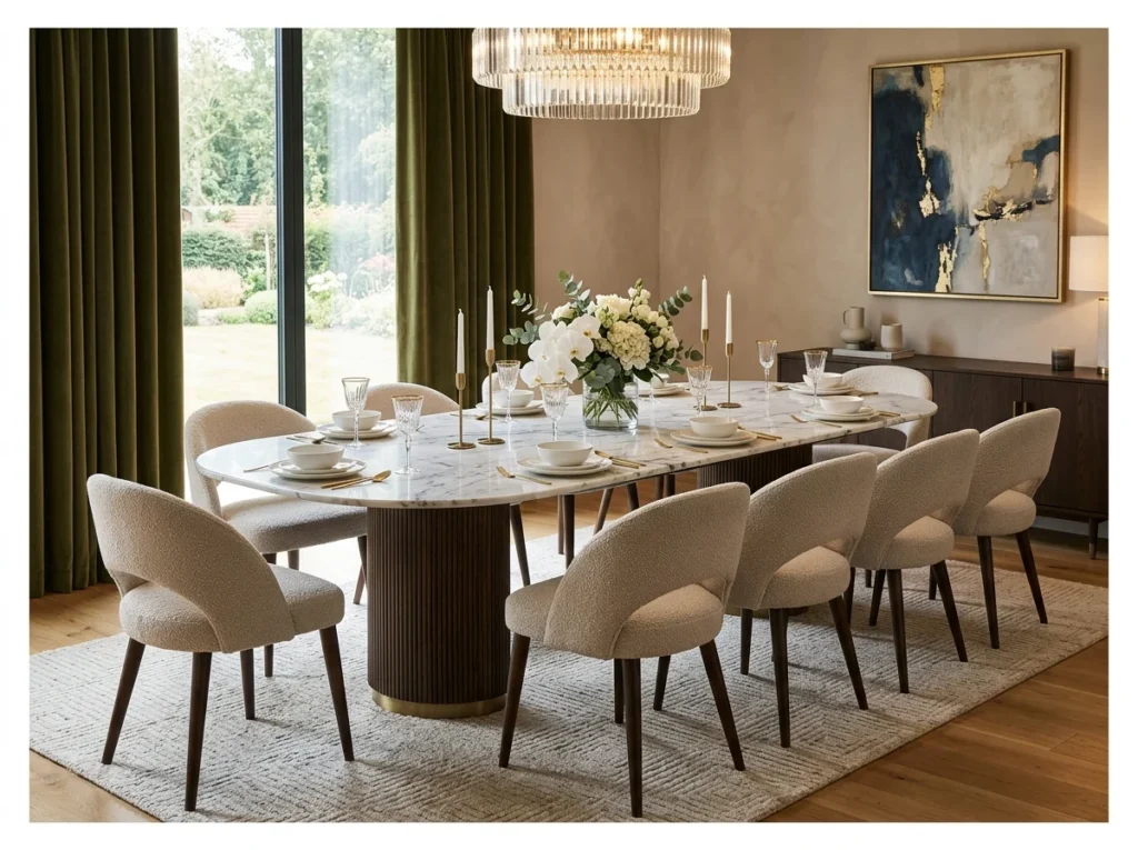 Oval Extendable Marble Table