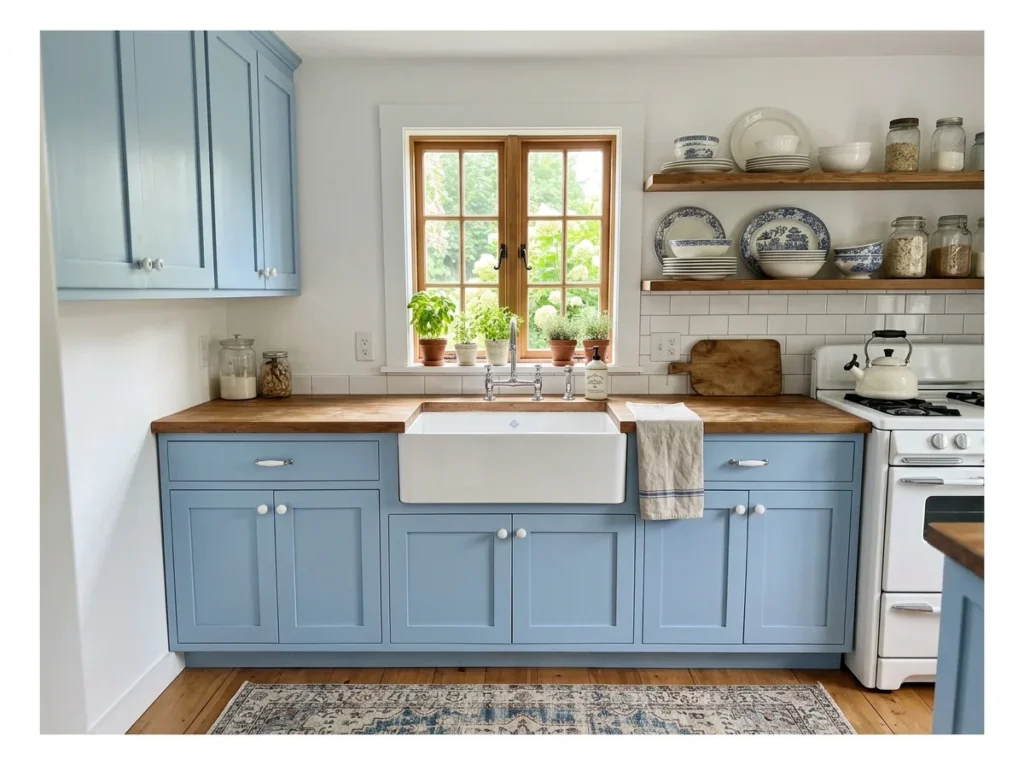 Powder Blue Cottage Kitchen
