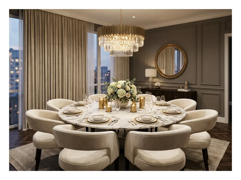 Round Table with Curved Seating
