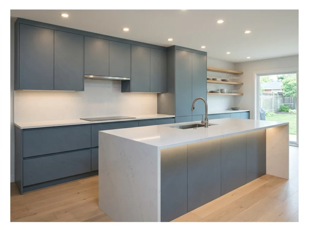 Slate Blue Minimalist Kitchen