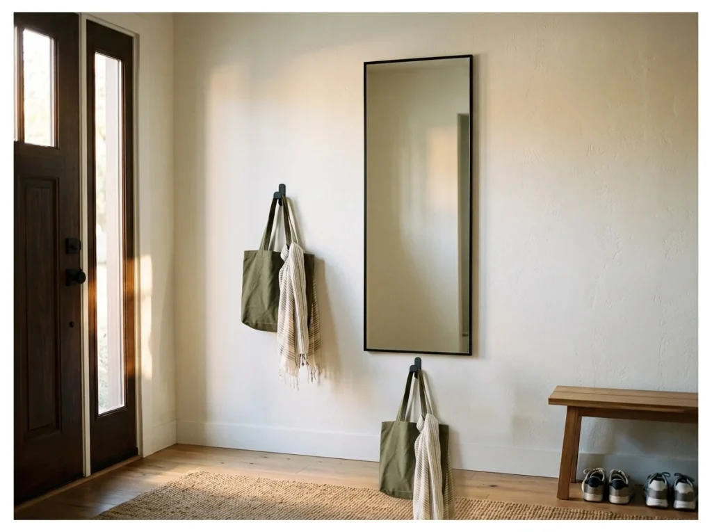 Slim Black Rectangular Mirror