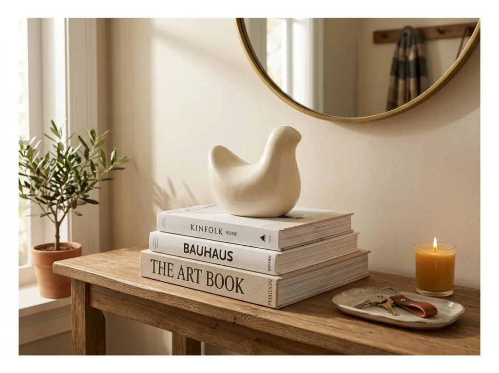 Stacked Books with Object on Top
