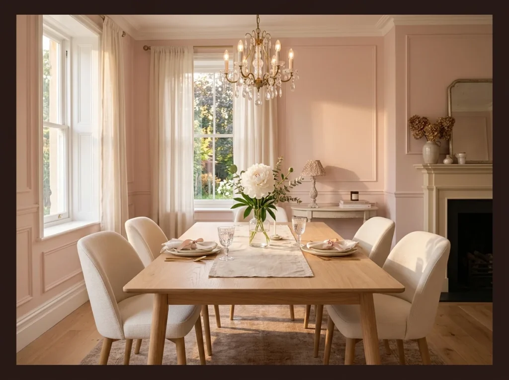 Blush and Cream Feminine Dining Room
