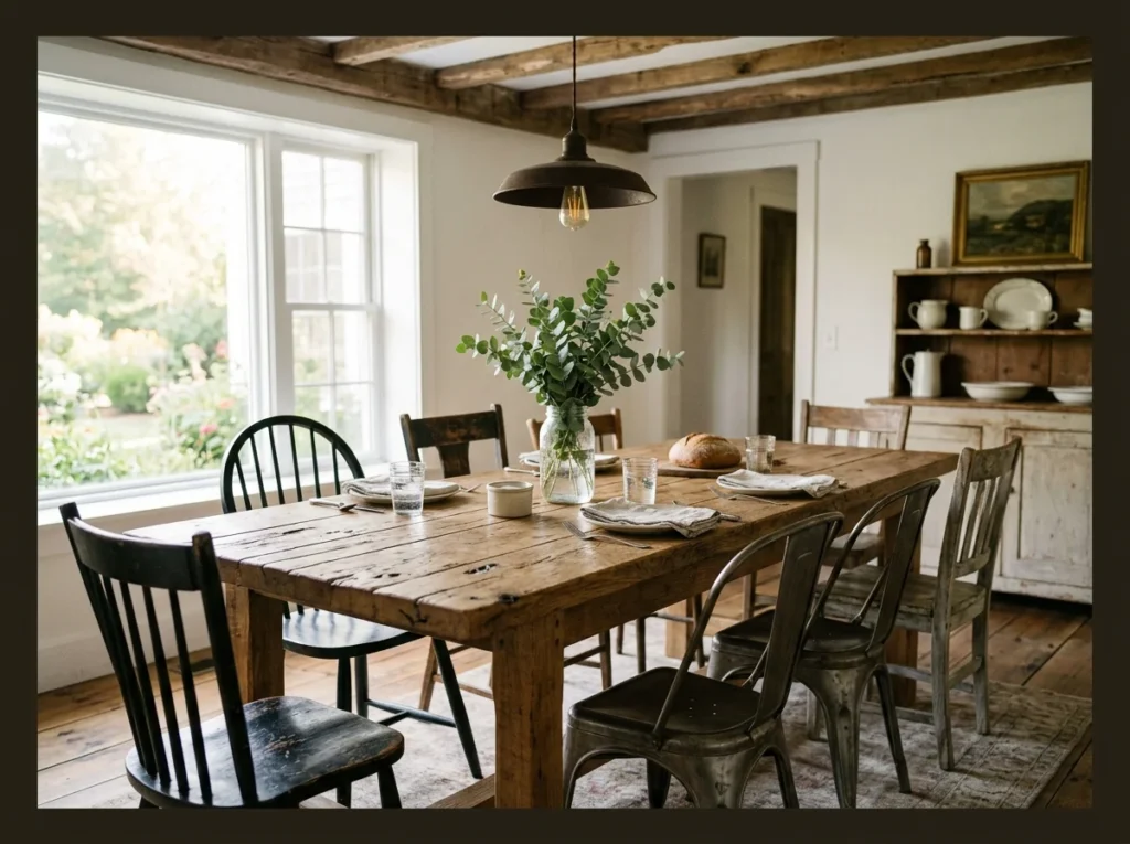 Farmhouse Style with Reclaimed Wood Table