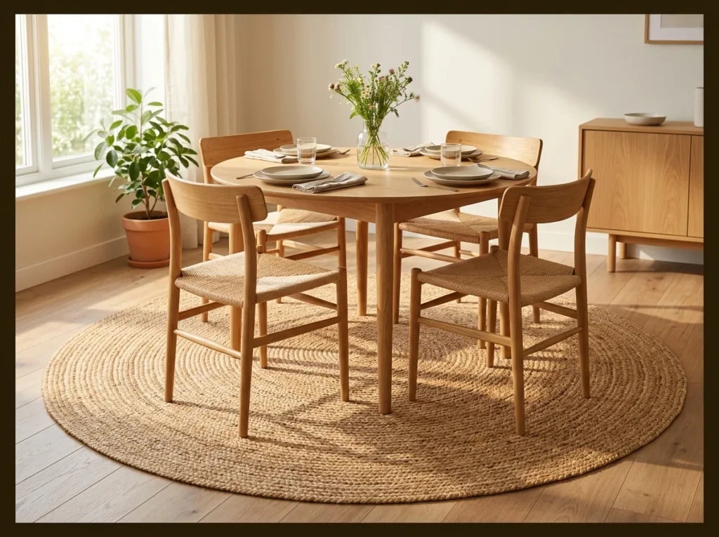 Woven Jute Rug Under the Table