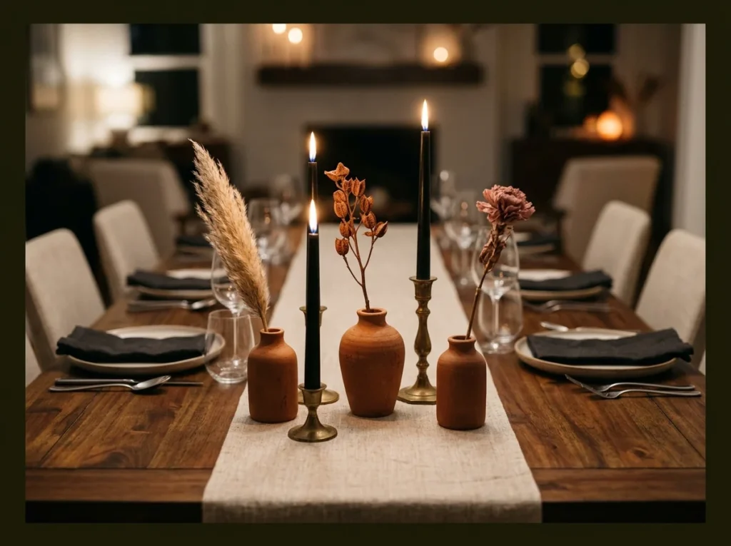 Low Centerpiece with Taper Candles