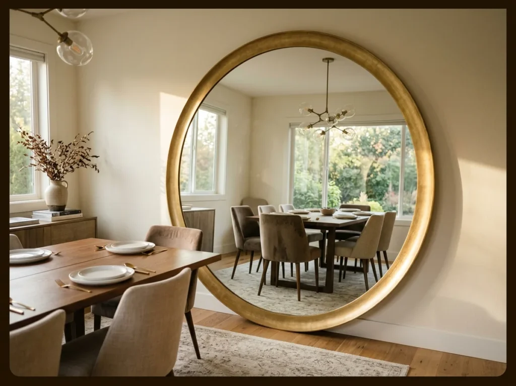 Oversized Round Gold Mirror