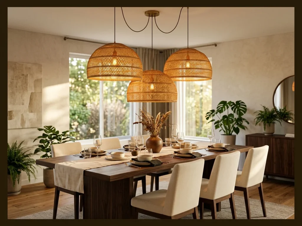 Rattan Dome Pendant Cluster Lighting